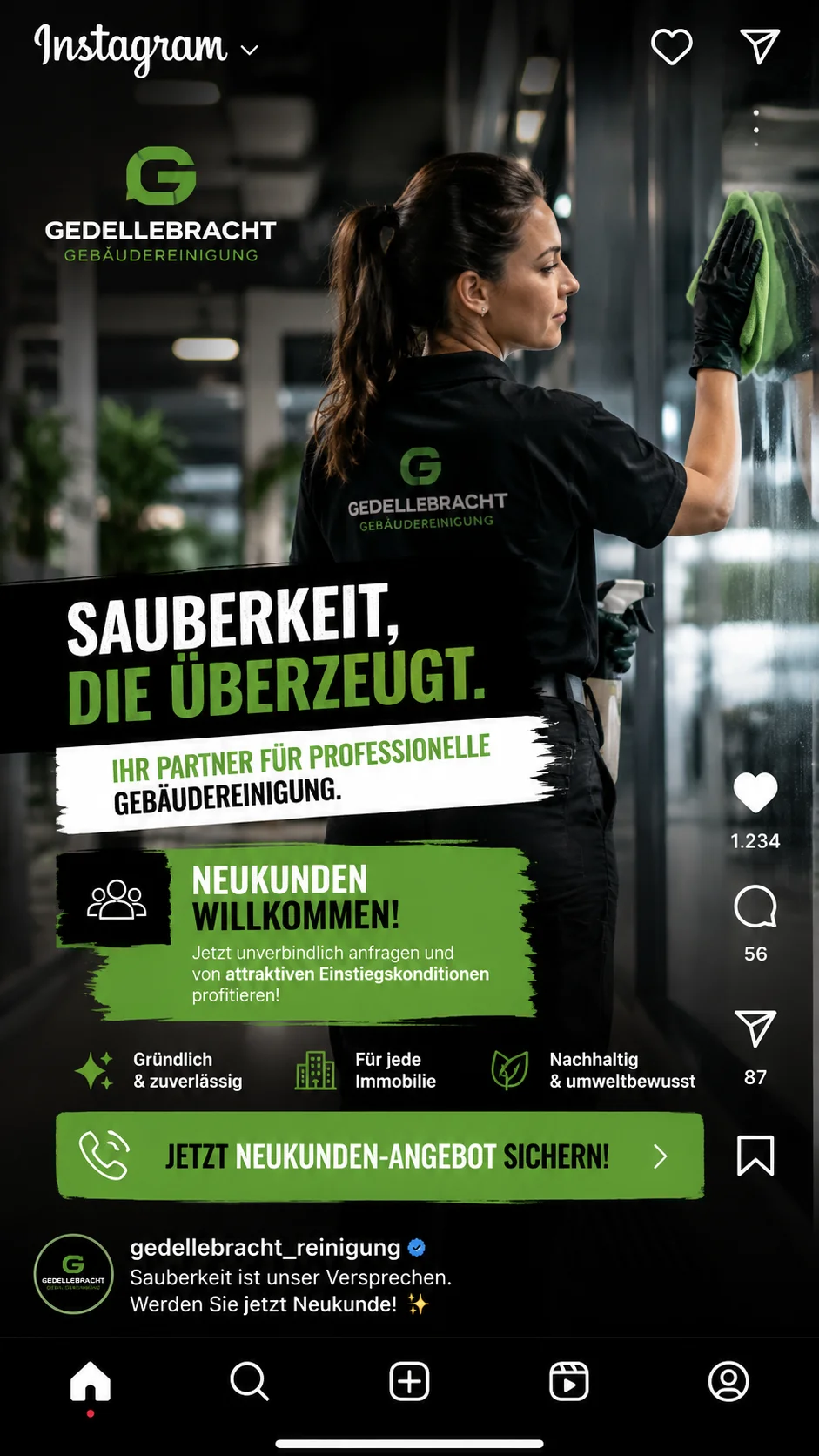 Neukunden-Kampagne Gedellebracht Gebäudereinigung – Google Ads Meta Ads Handwerk