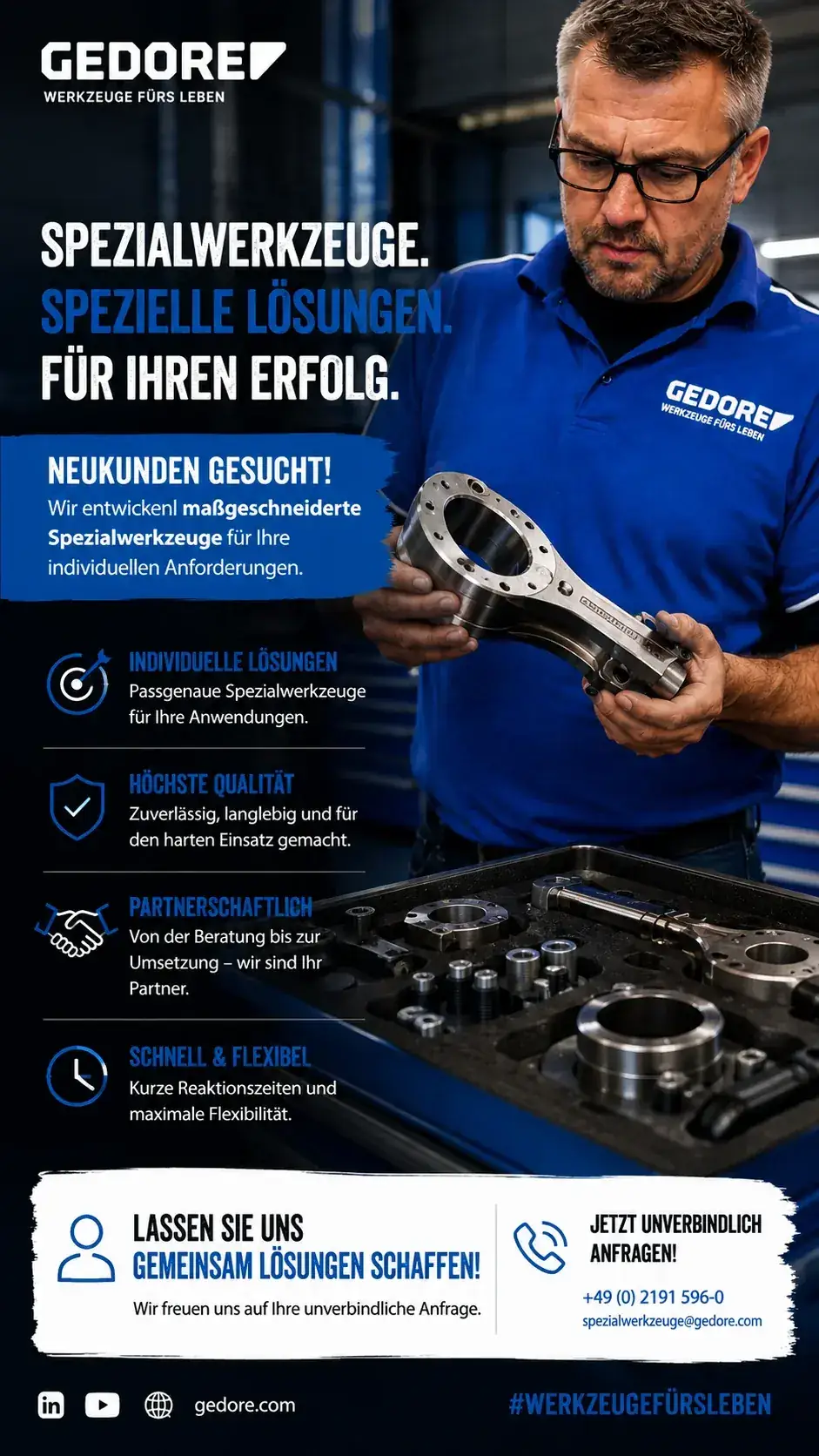 B2B-Neukundenkampagne für GEDORE Automotive – LinkedIn Google Ads Industrie