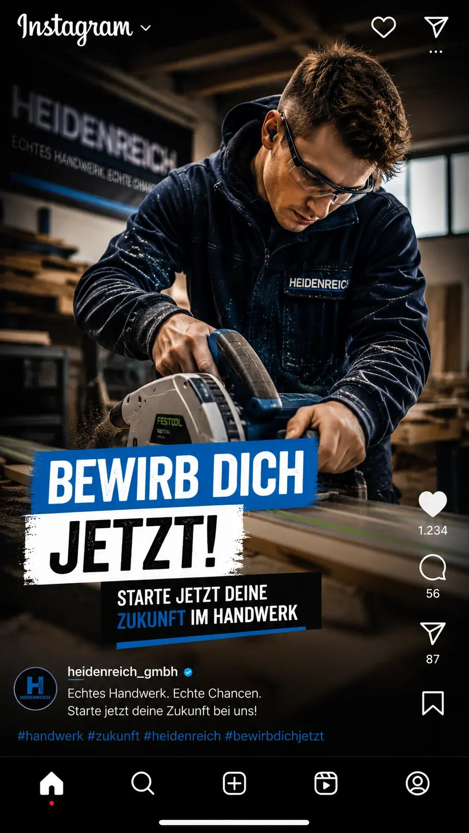 Handwerk Recruiting-Kampagne Heidenreich – Social Media Marketing Bewerbungen